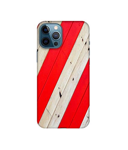 Image of Amazon Brand - Solimo Designer Red and Cream Color Wood 3D Printed Hard Back Case Mobile Cover for Apple iPhone 12 Pro Max