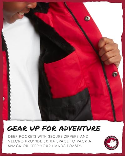Image of CANADA WEATHER GEAR Boys' Puffer Jacket - Insulated Winter Nylon with Faux Fur Lining - Outerwear Ski Jackets for Boys (8-20)