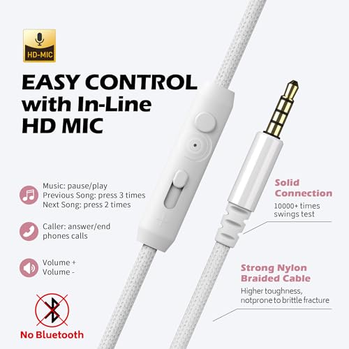 Image of AILIHEN C8 Wired Headphones with Mic & Volume Control - Noise Isolating On-Ear Headphones for Girls School, Plug in Corded 3.5mm Headsets for Chromebook Laptop Computer PC Tablets Travel (Rose Gold)