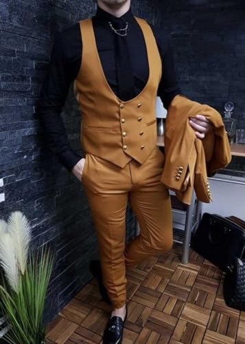 Men's Suits 3 Piece Slim Fit Suits for Men Double Breasted Suit Men Business Wedding Prom Tuxedo Suit4