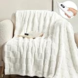【掛け敷き兼用】電気毛布 洗える 188×130cm 大型 9段階温調 9時間タイマー 自動オフ 省エネ 足元まで温かい 高級水綿素材 ひざ掛け 敷き毛布 兼用 寝室 リビング 事務所 車中用 寒さ対策 プレゼント ギフトに PSE認証済 安心日本仕様 J-OB40N201AB (ホワイト)