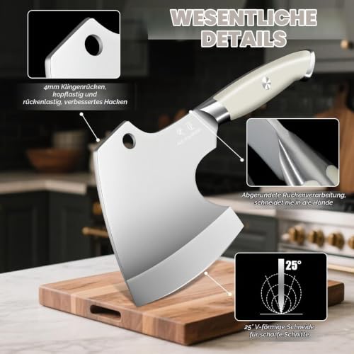 DRGSKL Hackmesser für Fleisch und Knochen, Full Tang Küchenbeil, – Ansicht 3