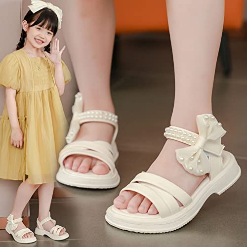 Kids Wedding 𝗣a𝐫𝐭y Sandals Cute Pearl Open Toe Sandals Toddler Baby Girls Summer Light-Weight Flat Shoes with Bow2
