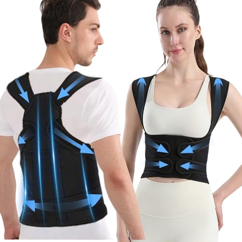 Corrector Postura Espalda Hombre,Espalda Recta Mujer Corrector,Faja Espalda Mujer,Tirantes para Corregir la Espald,Entrenador Postural,Transpirable Corregir Soporte Cuello Hombros Lumbar Enderezar