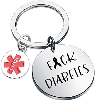 FUSTMW Diabetes Keychain Diabetic Awareness Gifts Medical Alert Diabetic Jewelry Fuck Diabetes Support Gifts