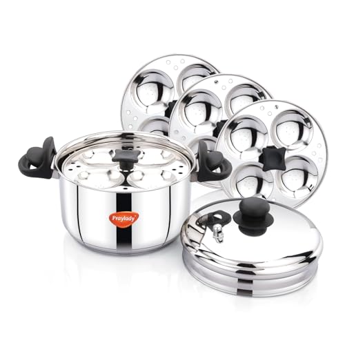 Image of Praylady Strainer Pro Max 4.2L | 304 Grade Stainless Steel | Triply Bottom | Multi-Purpose Pot - Idli Cooker, Pasta Pot, Rice Cooker | 16 Idli Capacity | Induction & Gas Compatible.