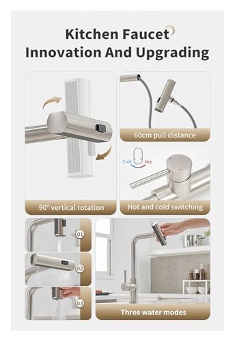 Mitigeur d'évier cascade extractible en inox 304 pour stopper les éclaboussures
