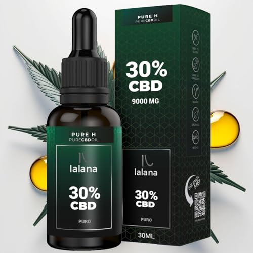 LALANA CBD Oil - PURE H Aceite cañamo con 30% CBD | 30ml | 9000 mg de CBD | Fórmula mejorada - Aceite cannabidiol orgánico, limoneno y piperina | 0% THC.