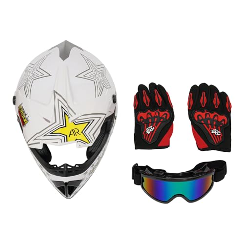 Image of Youth Kids Offroad Gear Combo Helmet Gloves Goggles DOT Motocross Off-Road Racing ATV Dirt Bike Protector (#3, M)