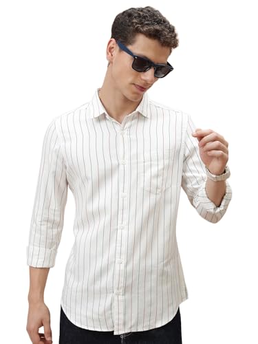 Image of Highlander Men's Slim Fit Striped Shirt | Full Sleeves | Everyday Wear Stylish Shirt for Men