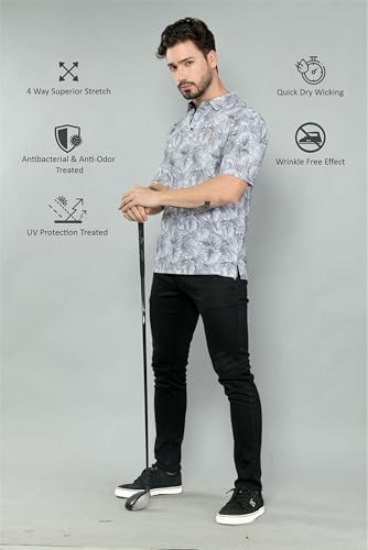 Image of STELLERS Men's Premium Printed Polo T-Shirt | Wrinkle Free | Quick Dry | Breathable | Stretchable | Regular Fit