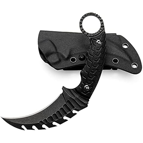 KIASLORE Karambit Knife - D2 Steel Fixed Blade Knife, Camping Knife, Survival Knives & Hunting Knives EDC tool with Snake pattern Handle & Knife Sheath Cover