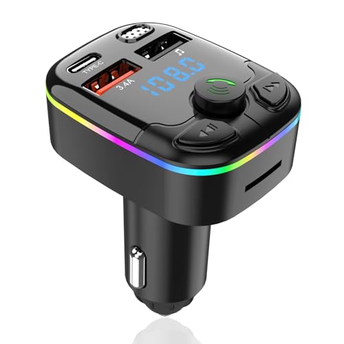 Transmisor FM Bluetooth Coche 5.3, Carga Rápida 5V/3.1A por Type-C, Adaptador Bluetooth Coche Radio, Llamadas Manos Libres, Soporte Unidad Flash USB y Tarjeta TF - imagen 7