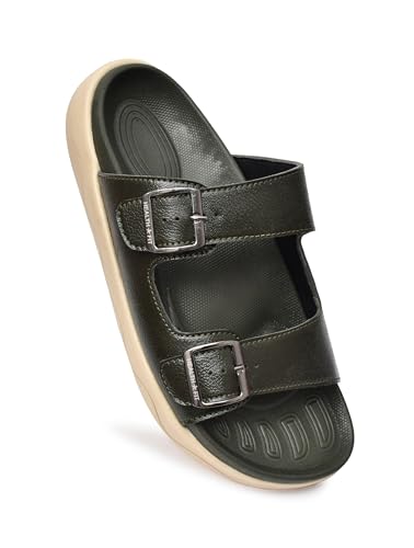 Image of HEALTH FIT Extra Soft Premium Classic Cushion Sliders /with Adjustable Buckle Strap & Light Weight Anti-SkidWaterproof Luxurious Slippers for Men's HF120