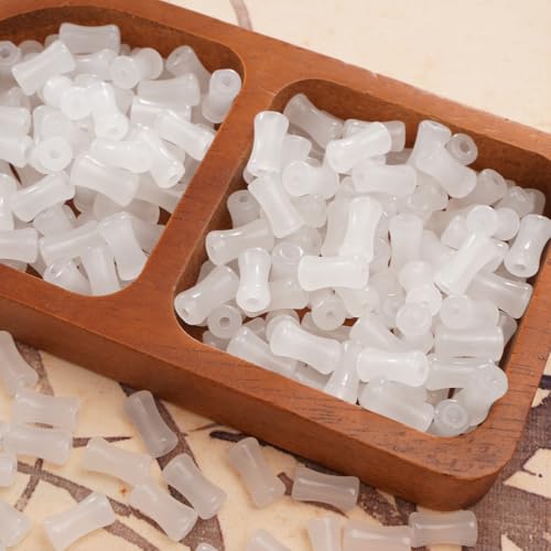 Pack of 100 6 x 12 mm Bamboo Shaped Glass Beads, Tube Beads