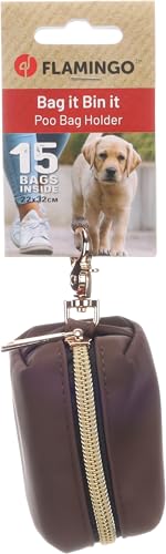 Flamingo Kotbeutelspender Mirko Dunkelbraun – Praktisch, Leicht an der Leine zu Befestigen