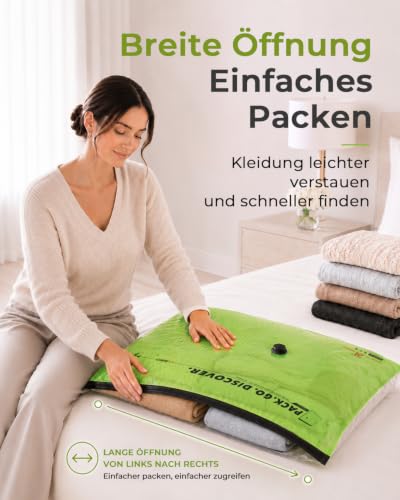 Vacbird 10 Stück Vakuumbeutel für Kleidung mit kabelloser Vakuumpumpe, 4 x 40x54cm, 4 x 47x64cm, 2 x 47x64x12cm… – Ansicht 5