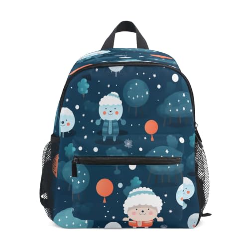 Sac à dos enfant bonhomme de neige bleu pour école maternelle et CP de 3 à 8 ans