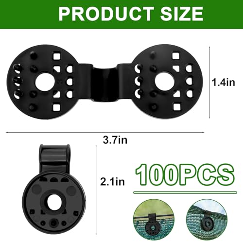 Image of 100PCS Shade Cloth Clips, Shade Cloth Plastic Clips | Greenhouse Fix Clamp, Windproof Awning Grip Tarp Clips for Sunshade Net, Anti Bird Netting, Garden Netting, Patio Accessories