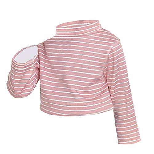 Toddler Girls Striped Long Sleeve Tops Casual High Collar Shirts Cotton T Shirt Loose Tees Trendy Shirts Fall Clothes