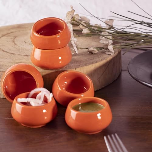 Image of Lupaava Serving Dip Sauce Chutney Mini Ceramic Bowls Pack of 6 | Ceramic Handcrafted Shine, Microwave Bowl Sets, Kitchen Accessories 35 ml