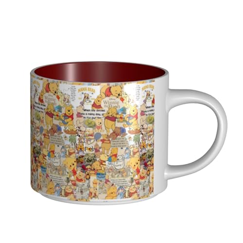 くまのプーさん セラミックマグカップ 食器 大容量コーヒーカップ 330ml 耐熱 おしゃれなマグカップ オフィスホーム用 プレゼントに最適 再利用可能 ギフト 男女兼用 Red