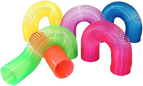 Smart Novelty Extra Long Magic Spring Assorted Neon Colors Toys for Kids. 1 Inch by 4 Inche Mini Coil Springs (1 Dozen). Rainbow Spring Toys for Kids