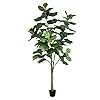 Vickerman 7ft everyday artificial potted fiddle tree 89 large fiddle leaves tall green silk artificial indoor fiddle plant single stem home office decor faux tree  urban country home decor