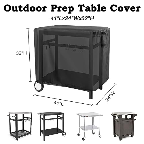 Andacar Prep Table Cover for Royal Gourmet Double-Shelf Movable Dining Cart Table, 40inch Outdoor BBQ Cart Cover Buffet Grill Table Cover Bar Tool Cart Covers Cooler Covers Waterproof - Image 3