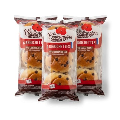 18 Briochettes con Pepitas de Chocolate con Leche - Pack de 3 x 210g (Total 630g) - Bollería Esponjosa con Huevos de Gallinas Criadas Sueltas - La Boulangère - Sin Aceite de Palma - NEXU