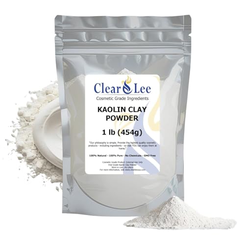 ClearLee Kaolin Clay Cosmetic Grade Powder - 100% Pure Natural Powder - Great For Skin Detox Rejuvenation and More - Heal Damaged Skin - DIY Clay Face Mask (1 LB)