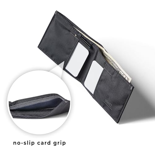 Allett Sport Wallet, Jet Black | Nylon, RFID Blocking, Bifold, Slim, Minimalistic, Front Pocket | Holds 2-10+ Cards | for Men & Women3