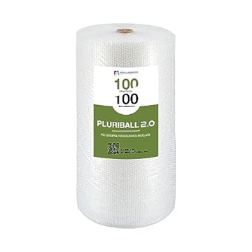IMBALLAGGI 2000- Pluriball Imballaggio 50% Materiali Riciclati Pluriball 2.0, 1 Rotolo 100mtx100cm 28gr/mq, Plastica per Imballaggio con Bolle Valida come Imballaggio per Spedizioni Protezione Oggetti