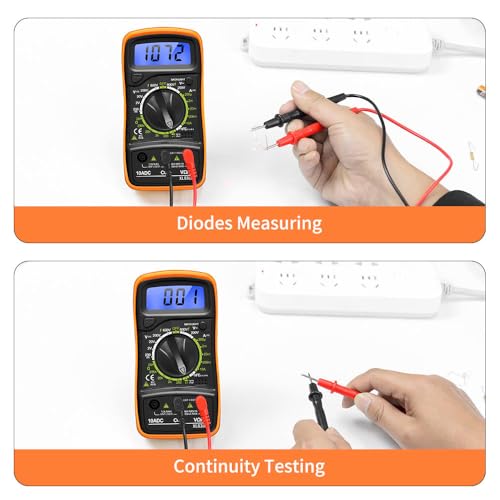 Image of Digital Multimeter XL830L with Backlight LCD, AC /DC Voltage Current Tester, Resistance Diode Continuity Meter, 2000 Counts Portable Multitester, Multicolor PHT830L