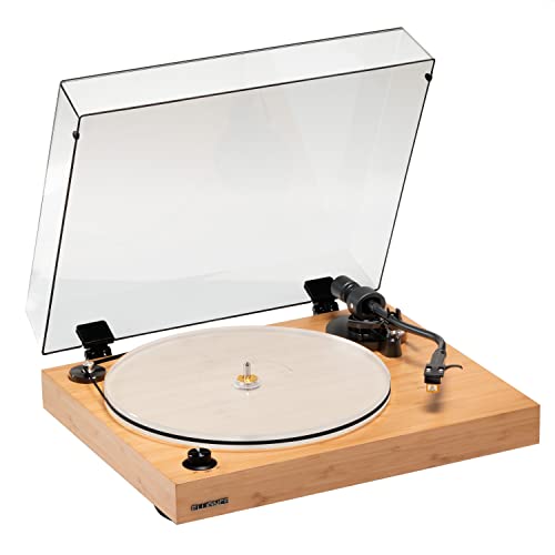 Image of Fluance RT85N Reference High Fidelity Vinyl Turntable Record Player with Nagaoka MP-110 Cartridge Acrylic Platter Speed Control Motor High Mass MDF Wood Plinth Vibration Isolation Feet - Lucky Bamboo