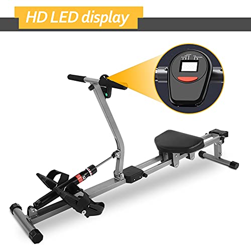 Foto von Rudergeräte Einstellbarer Widerstand Rudergerät für Heimgebrauch Luftwiderstand Aerobic Rudergerät Fitness Training Fortgeschrittene Antriebsriemensystem mit einstellbarem Widerstand Digitaler Anzeige