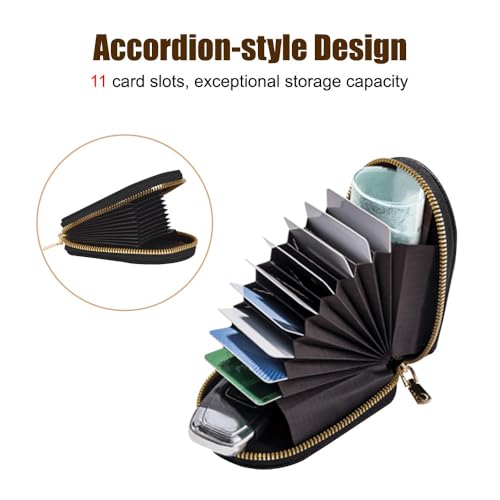 DONGKER Cute Penguins Card Coin Holder,PU Zippered Cartoon Penguin Accordion Card Wallet Built-in 11 Card Slots for Men Women3