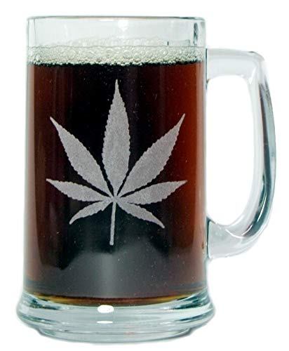 Orange Kat Marijuana Leaf 15oz. Beer Mug with Handle