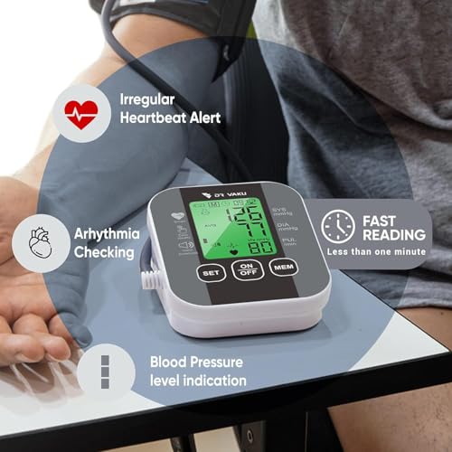 Image of DR VAKU BP Monitor Fully Automatic Blood Pressure Machine to Check Digital Accurate Level for Home Monitoring Device with Talking Function,Large Display + Cuff Kit Best Accurate Apparatus Measurement with 20w PD Adapter (Dark Grey)