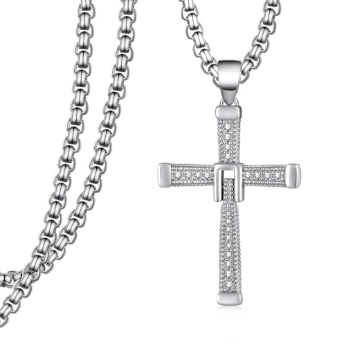 Zaruiqun Cross Necklace 925 Sterling Silver Movie Peripheral Jewelry Movie Fans Gift for Men