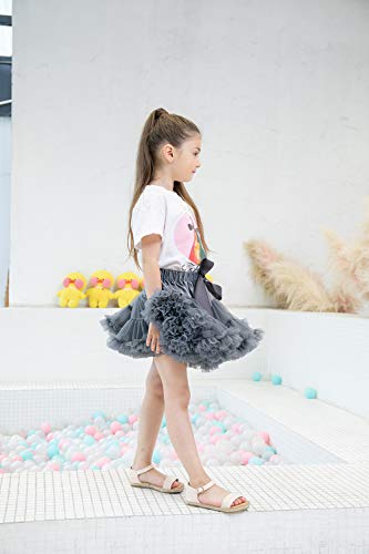 Baby Girl Tulle Skirt Extra Fluffy Petticoat For Girls 36 Colors Kids Tutu Skirt Ballet Pettiskirt For Little Girl (6M-10T) (Dark Grey, M) #TOP4