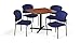 OFM Core Collection Breakroom Set, 42" Square Table in Cherry Finish with X-Style Pedestal Base, 4 Fabric Guest Chairs in Navy (PKG-BRK-163-0004)
