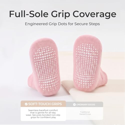Image of Baby Non Slip Ankle Socks with Grippers (9 Pair) for 6 months-5 years Infant Toddler Boys Girls