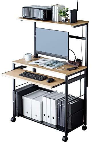 Amazon | サンワダイレクト パソコンデスク ラック付き 幅90cm 奥行