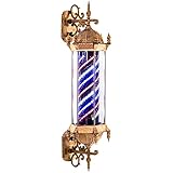BarberPub Barber Retro Style Light Pole, Hair Salon Shop Open Sign, Rotating Blue & Red & White LED Strips, Save Energy Waterproof for Salon L080