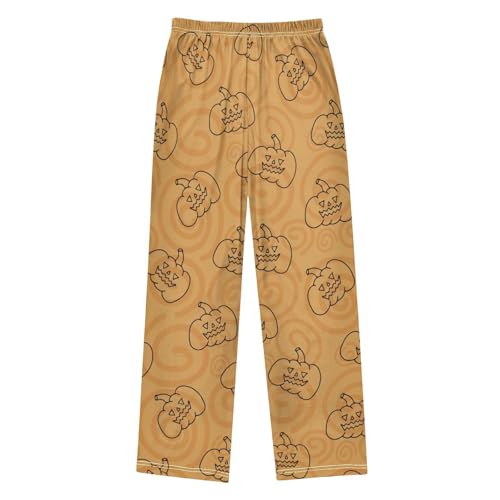 Pumpkin Lines Boys Pants Boys Athletic Pants Long Pant for Boywith Pockets Wide-Leg Size 6-14Y2