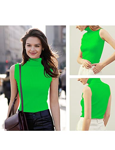 Image of v28 Women Sleeveless High Neck Turtleneck Stretchable Knit Sweater Top