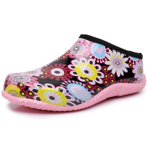 LANCDON Waterproof Rain and Garden Shoes for Women Comfort Outdoor Slip-On Garden Ankle Rubber Rain...