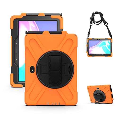 Rantice Case for Samsung Galaxy Tab Active5 Pro 10.1” /Active4 Pro/Active Pro 10.1, Shockproof Drop Protection Case with Stand, Hand Strap & Shoulder Strap for SM-X350/X358/T540/T630/T638, Orange