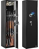Biometric Gun Safe for Rifles and Pistols, WINZONE Gun Safes & Cabinets, Fingerprint Quick Access Rifle Safe Storage 5 Long Shotguns, With Hand gun Lock Box and 3 Separate Pistol Pouch